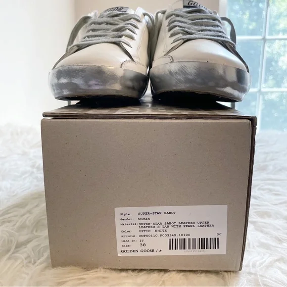 Golden Goose Superstar Sabot Shearling Sneaker White Silver Beige size 38 - Picture 6 of 15